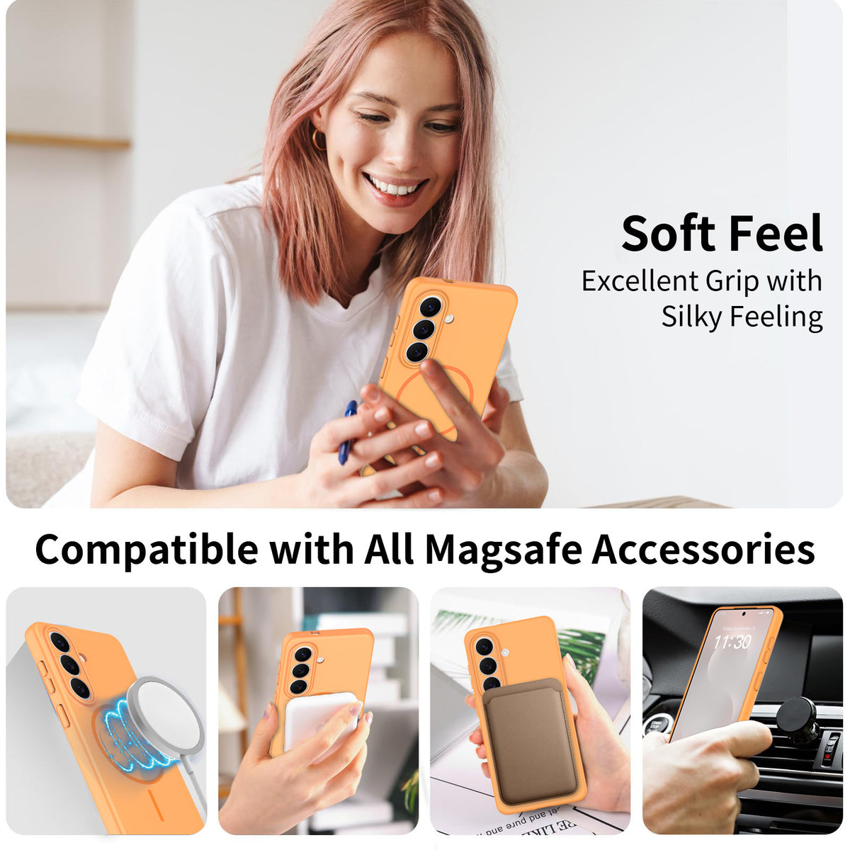 Magnetic TPU Matte Protective Phone Case with Precision Cutouts for Samsung Galaxy S25 S24 Ultra Plus - Anti-Fall Skin-Feel Cover