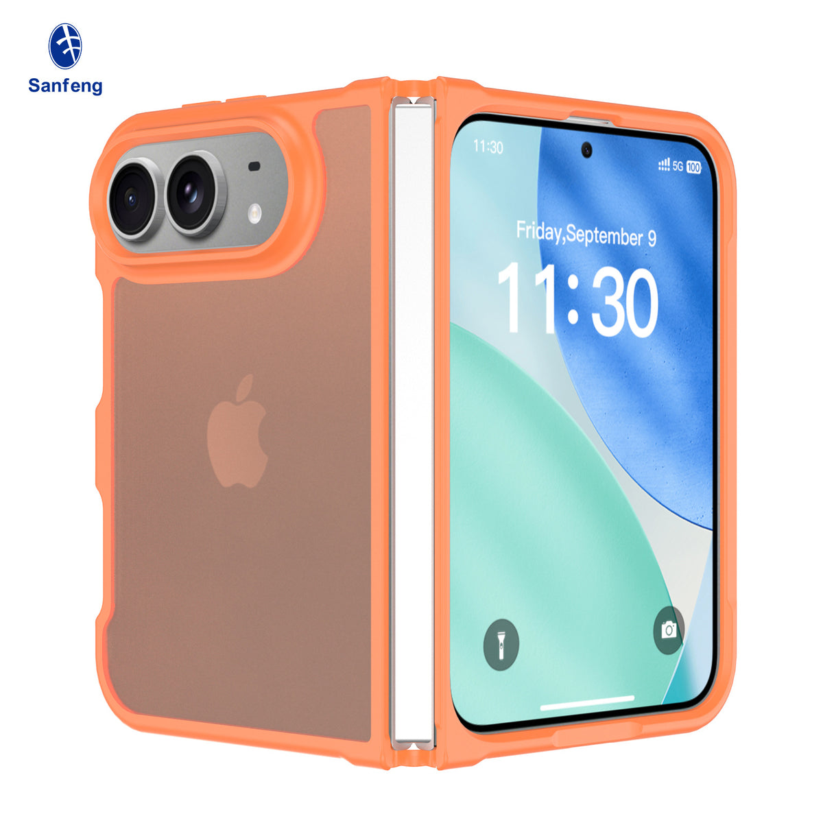 Sanfeng Matte Skin-Feel TPU Protective Case for iPhone, Semi-Transparent Anti-Fall Phone Cover