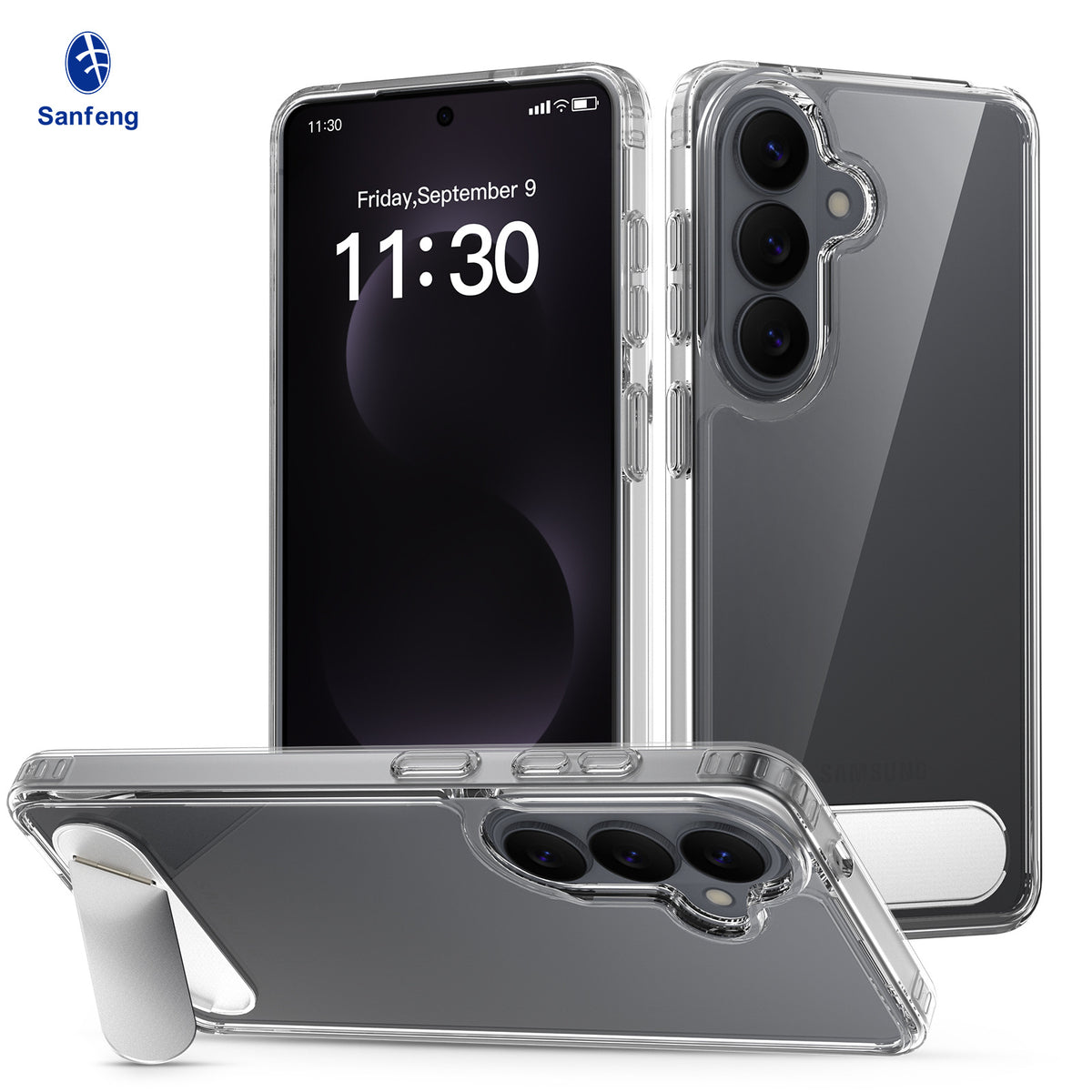 Clear Stand Case for Samsung Galaxy S26 Series and S25 Plus, Shockproof Flexible TPU Protective Phone Cover with Invisible Kickstand