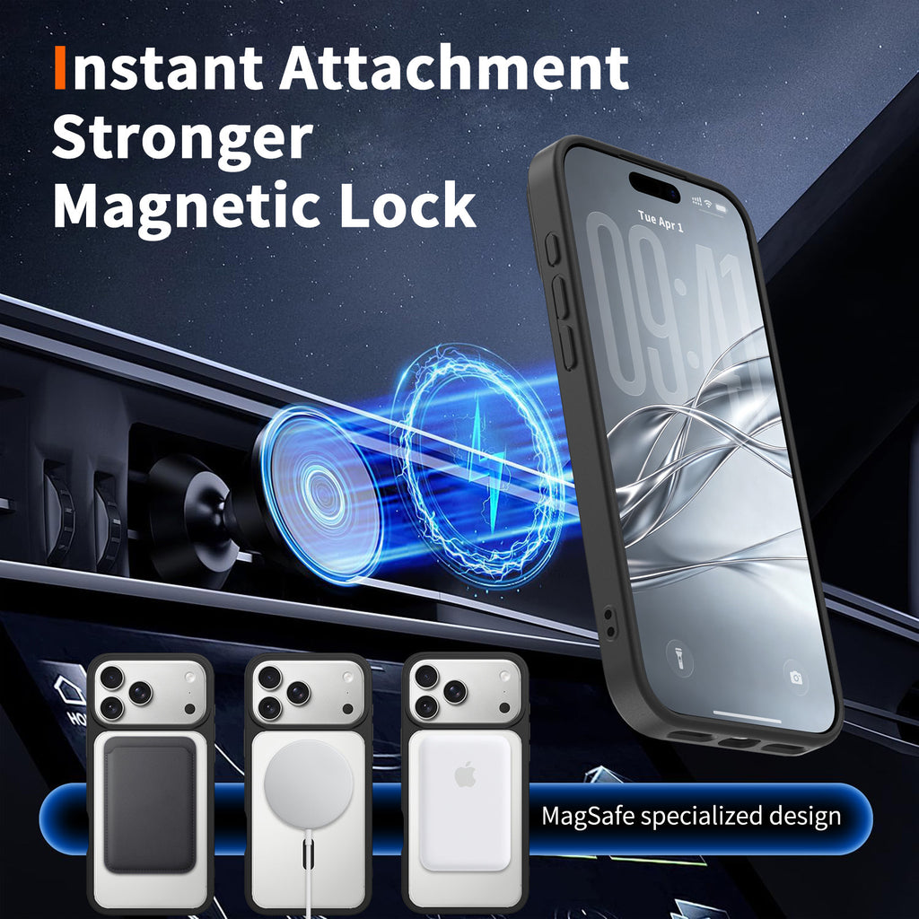 Sanfeng Skin-Feel Transparent Magnetic Phone Case, Anti-Fingerprint Shockproof Silicone Protective Cover