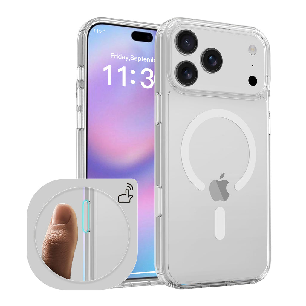 Magnetic Transparent Phone Case with Camera Button for iPhone 16 & 17 Pro Max Plus, Clear Anti-Scratch Protective Cover