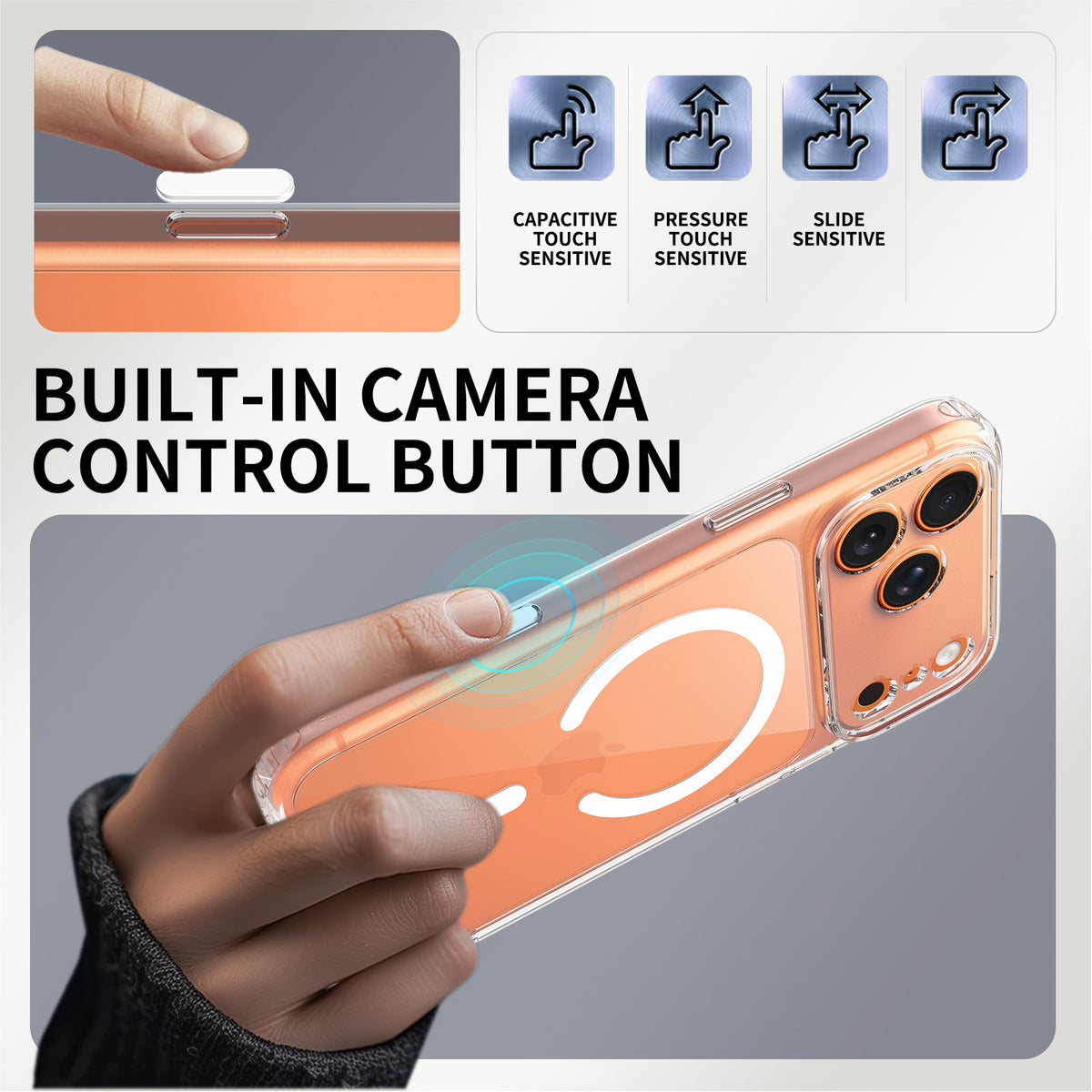Transparent Magnetic Case for iPhone 16 Pro Max 15 14 Series Clear Shockproof TPU Cover with N52 Strong Magnet