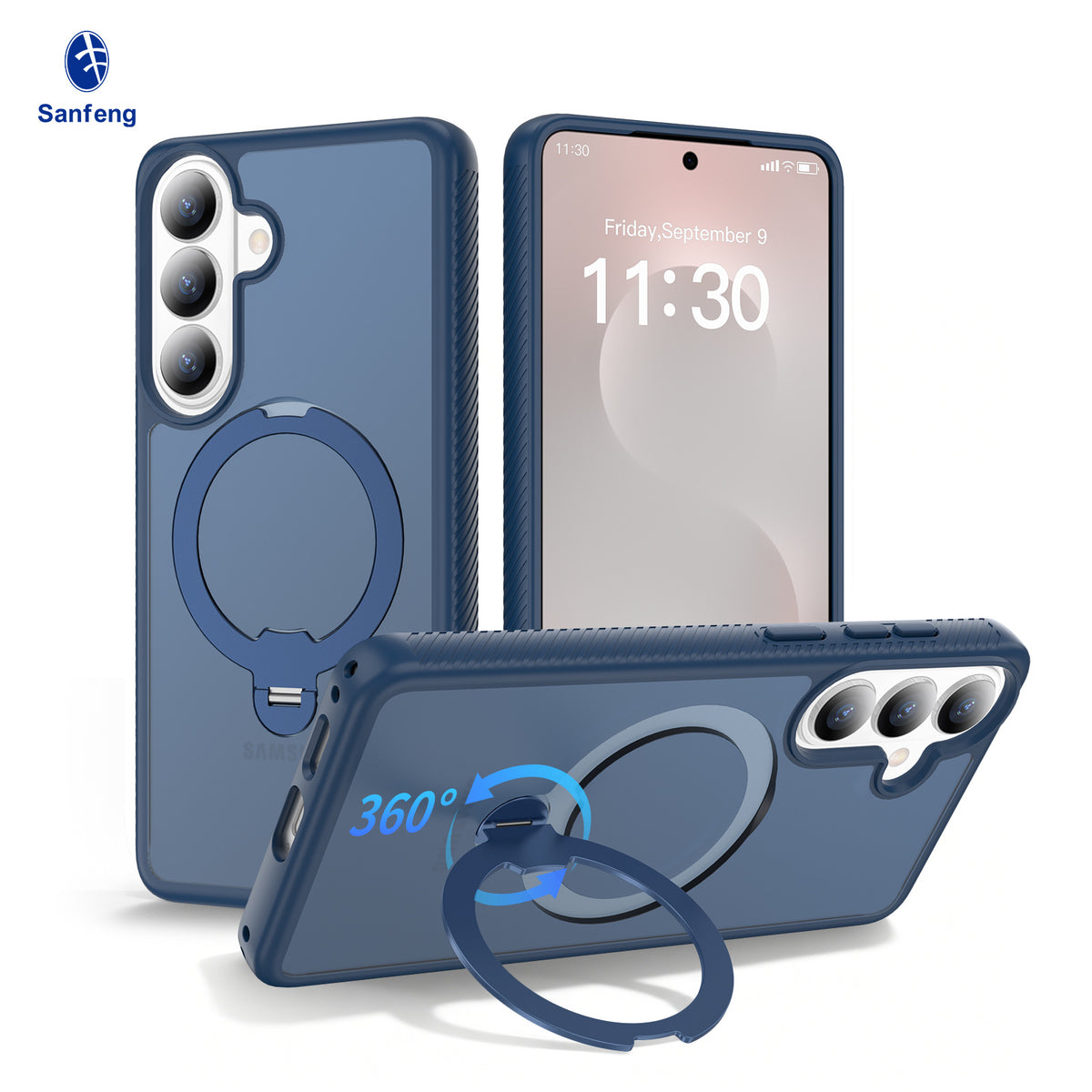 Magnetic Frosted Case with Rotating Ring Stand for Samsung Galaxy S25 S24 S23 Ultra Plus, Anti-Fingerprint Matte TPU Protective Cover