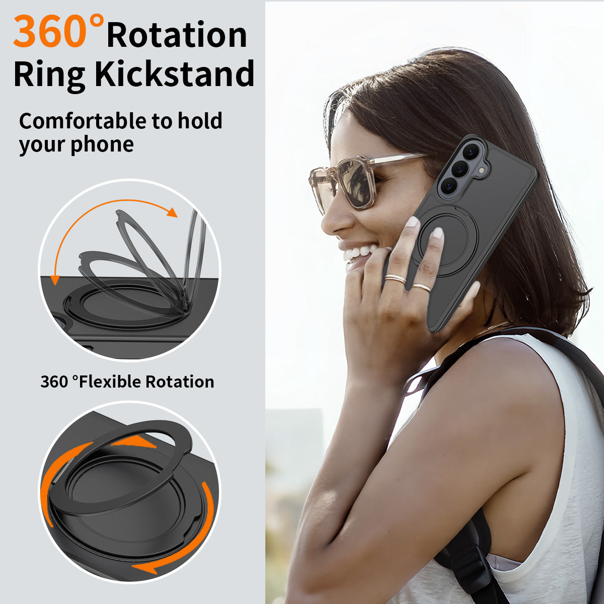 Magnetic Rotating Stand Case for Samsung Galaxy S25 S24 S23 Series, Frosted PC + TPU Anti-Drop Protective Cover