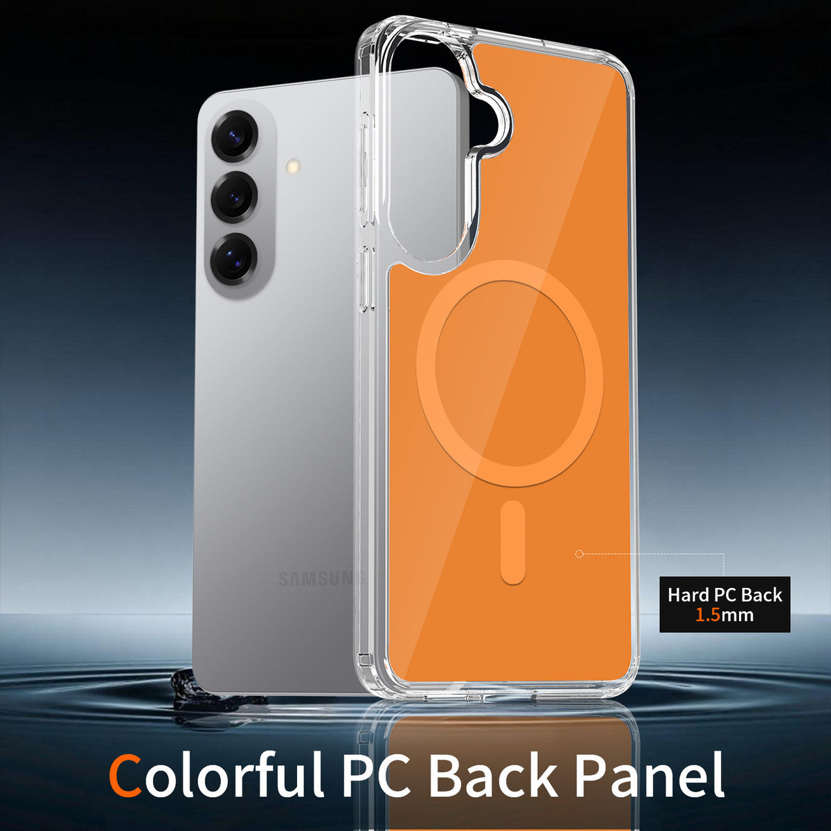 Sanfeng Clear Magnetic Phone Case for Samsung Galaxy, Anti-Fall TPU Acrylic Dual-Color Protective Cover