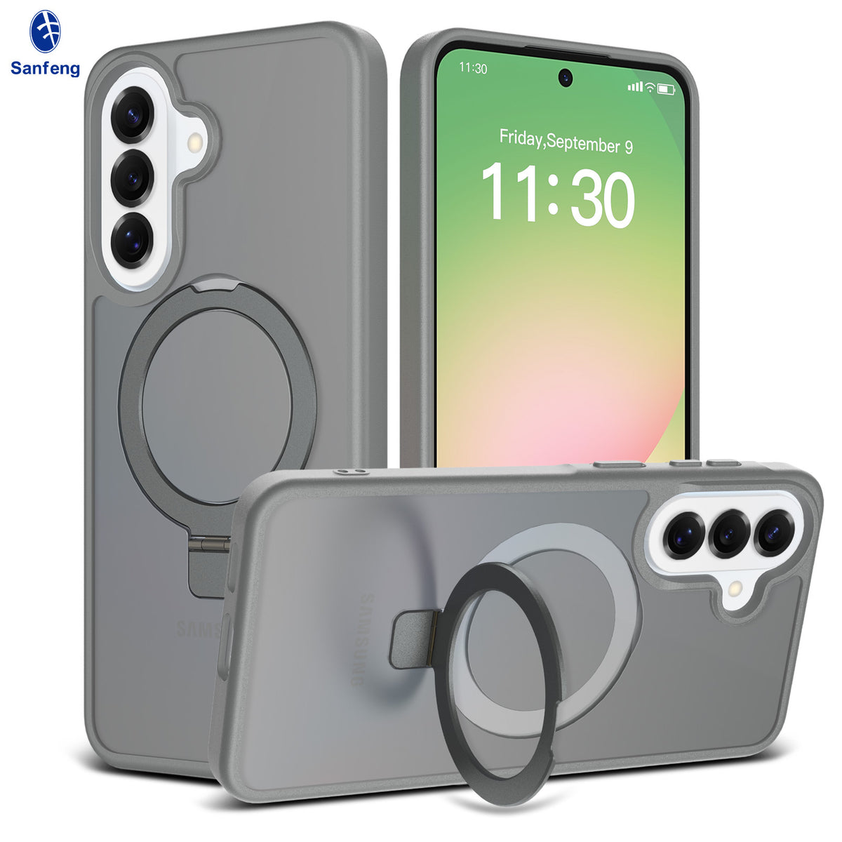 Nordic Style Magnetic Stand Phone Case for Samsung, Anti-Fall TPU Skin-Feel Protective Cover with Built-in Kickstand