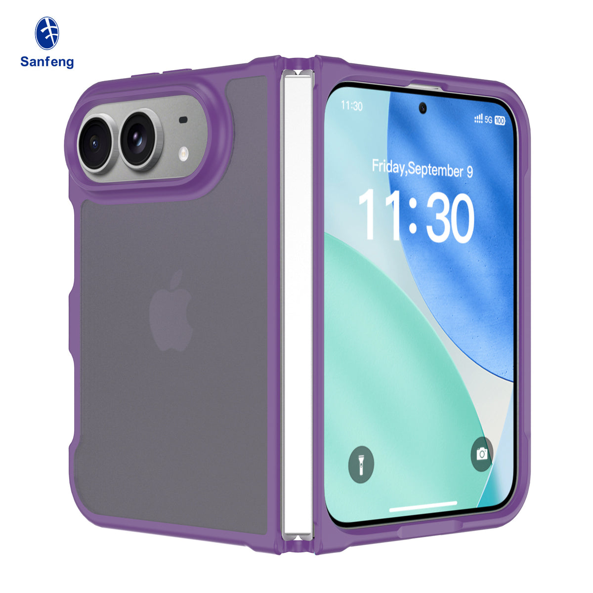 Sanfeng Matte Skin-Feel TPU Protective Case for iPhone, Semi-Transparent Anti-Fall Phone Cover