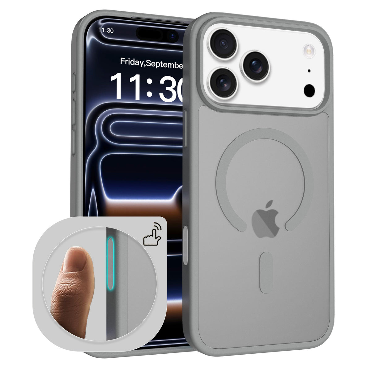 Sanfeng Skin-Feel Magnetic TPU Phone Case with Smart Button Cover, Anti-Fall Protective Slim Back Shell Compatible with iPhone 17 Air