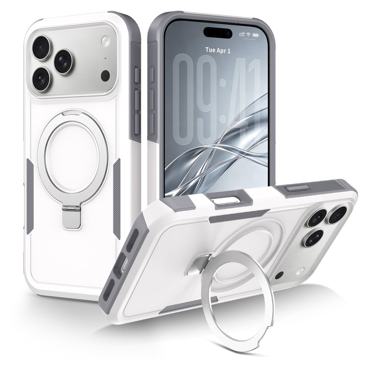 Magnetic Rotating Stand Case for iPhone 15 16 17 18 Pro Max, 2mm TPU Anti-Fall Protective Cover with Invisible Kickstand