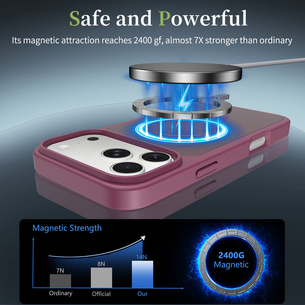 Magnetic Skin-Feel Protective Phone Case in Cherry Red - Shockproof TPU Anti-Fall Cover Compatible with iPhone 16, 17, and 18 Series