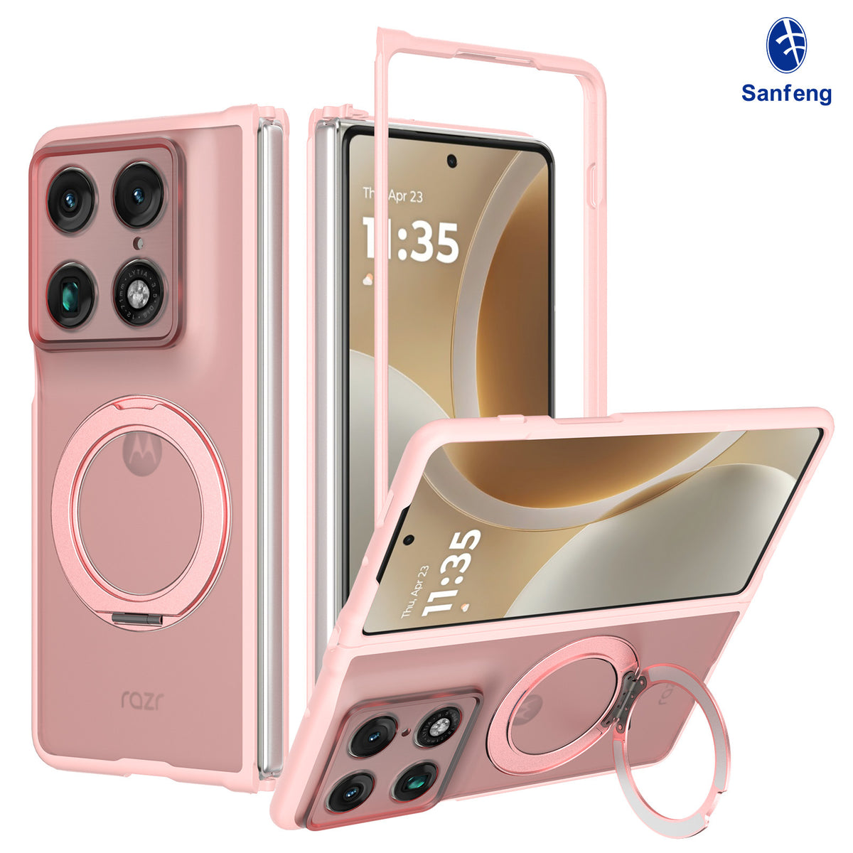 Magnetic Matte Phone Case with Rotating Ring Stand for Motorola Moto Edge & Moto G Series, Shockproof TPU+PC Hybrid Protective Cover