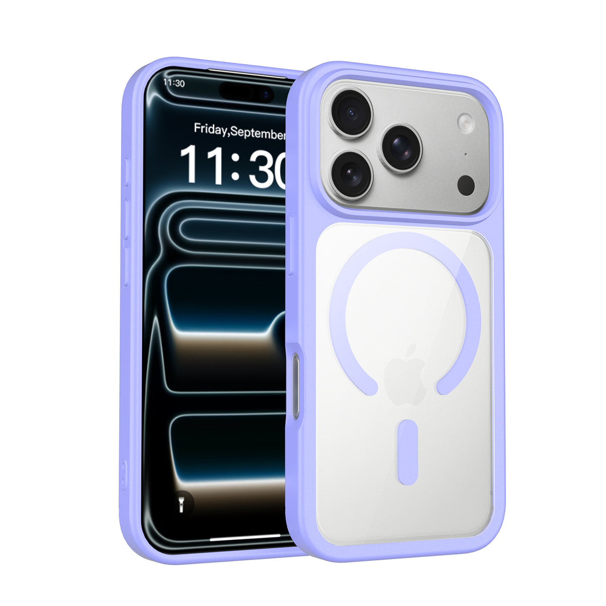 Magnetic Frosted Translucent Phone Case Compatible with iPhone, Shockproof TPU Anti-Fingerprint Protective Cover (Black + Transparent)