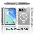 Transparent Magnetic Phone Case for iPhone 18 with Integrated Rotating Folding Stand, Shockproof Clear TPU Protective Cover