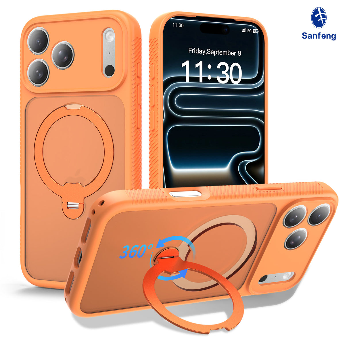 Matte Anti-Drop Phone Case with Rotating Invisible Stand Compatible with iPhone 17 Pro Max, 17 Air, 16, 15 Series, Skin-Feel Silicone Protective Cover