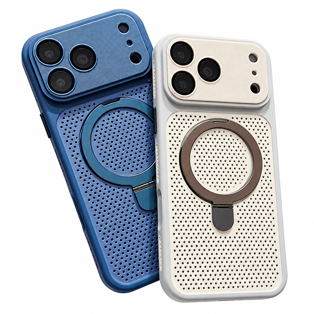 Magnetic Honeycomb Cooling Phone Case with Ring Kickstand for iPhone 16 15 14 13 12 Pro Max, Frosted Hard PC Shockproof Drop Protection Matte Cover