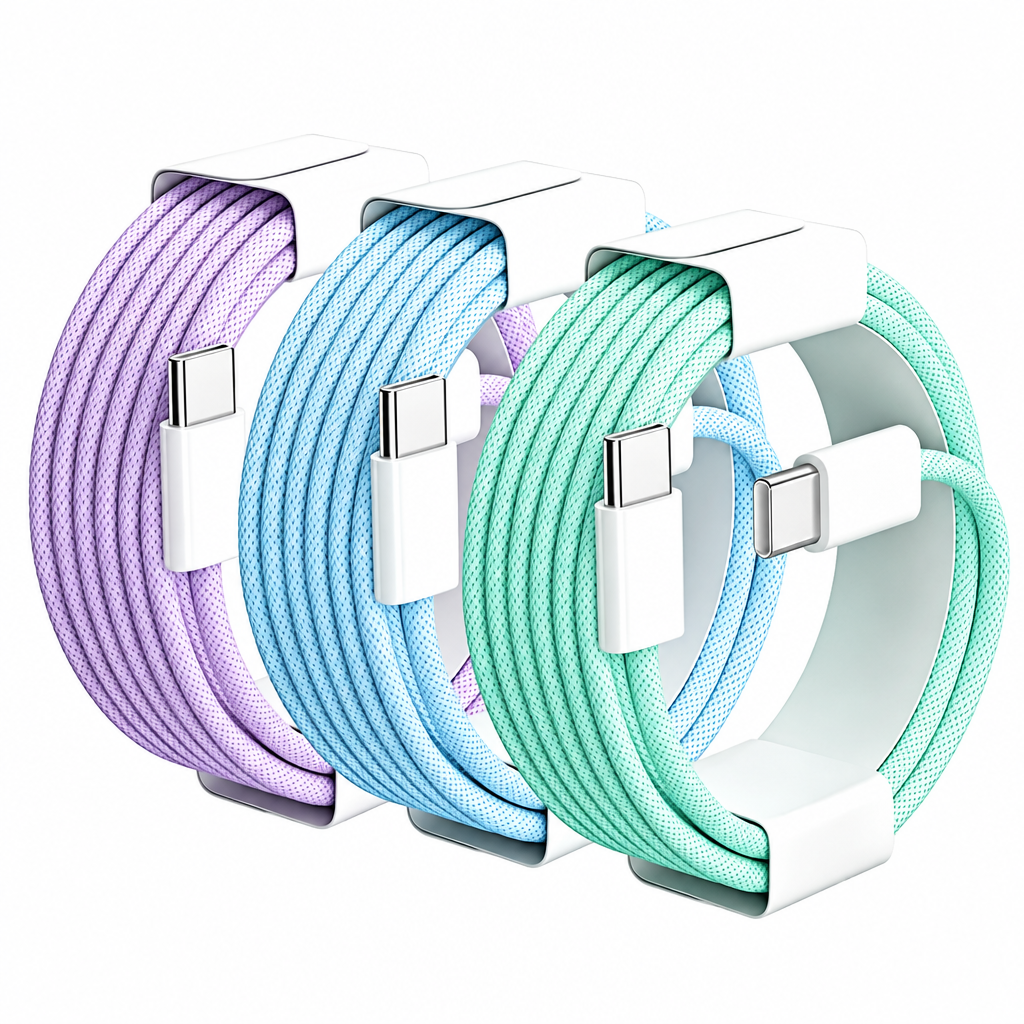 TOLIF Macaron Nylon Braided Fast Charging Cable, Up to 60W PD USB-C to USB-C / Lightning Cable