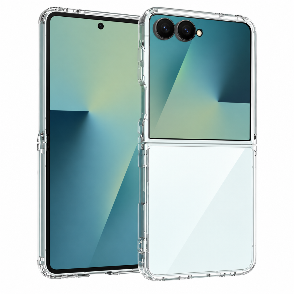 Clear TPU Shockproof Case Compatible with Samsung Galaxy Z Flip 7 and Z Flip 6, Transparent Two-Piece Folding Anti-Drop Protective Cover