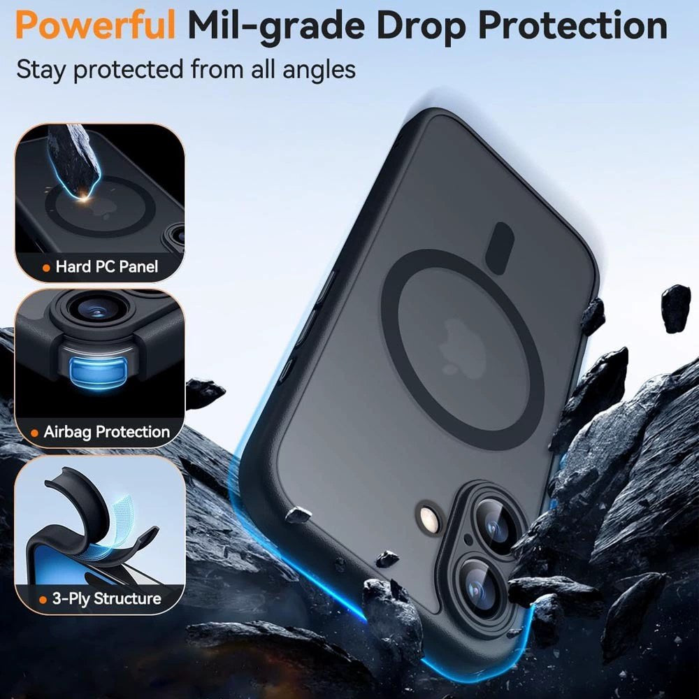 Magnetic Semi-transparent Phone Case for iPhone 17 / 16 / 18 Pro Max, Sprayed Fr