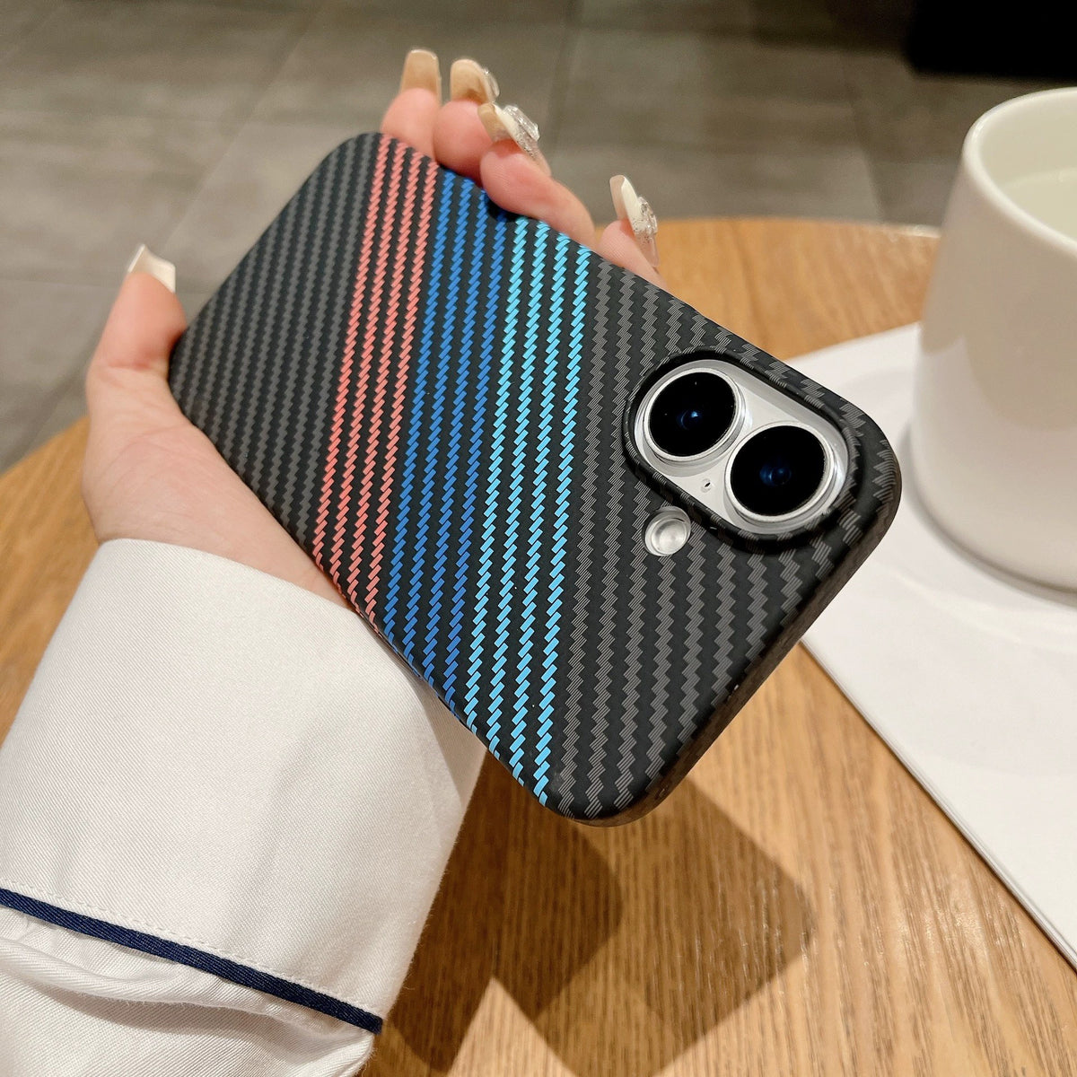 Carbon Fiber Texture Phone Case for iPhone, MagSafe Hard PC Case Ultra-thin Anti