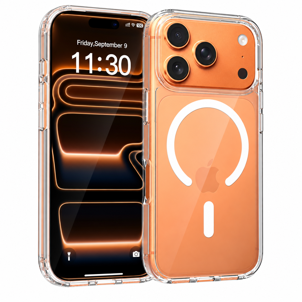 Clear Magnetic Phone Case with Buttons for iPhone 16 15 17 Pro Max Plus, 1.5mm TPU Shockproof Protective Cover