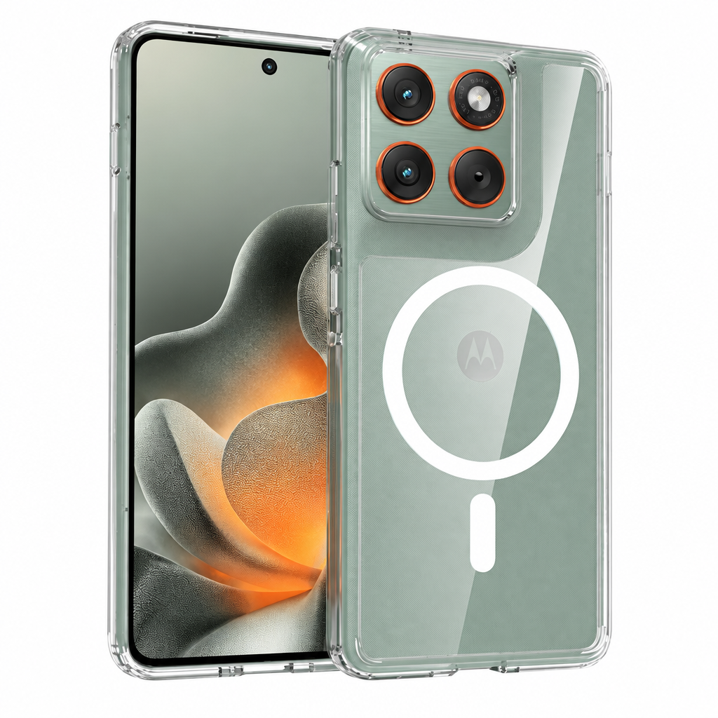 Magnetic Transparent Case for Motorola Edge and Moto G Series, Acrylic TPU Shockproof Anti-Fingerprint Phone Cover
