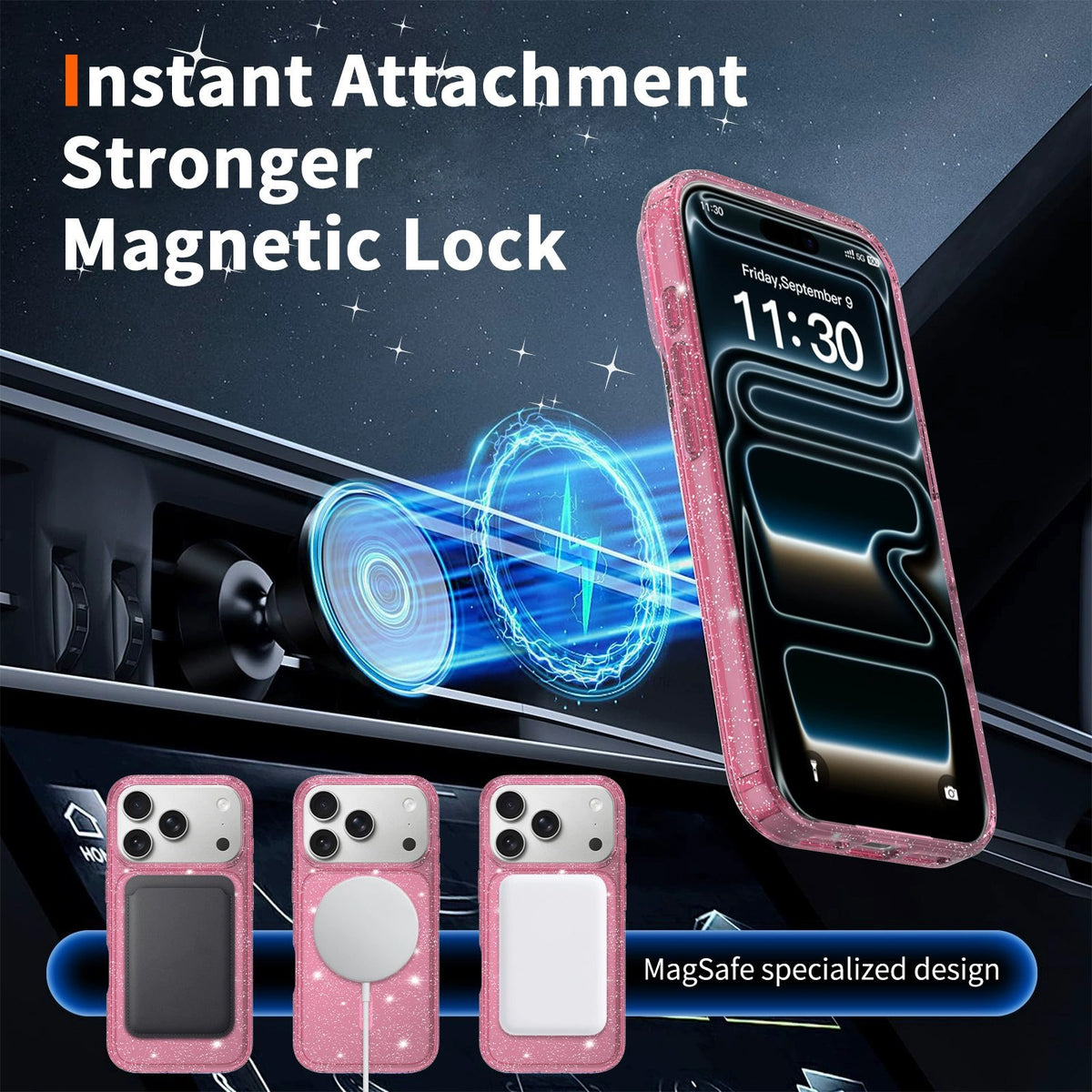 Glitter Translucent Phone Case for iPhone 16/17, Shockproof Protective Cover (Ac