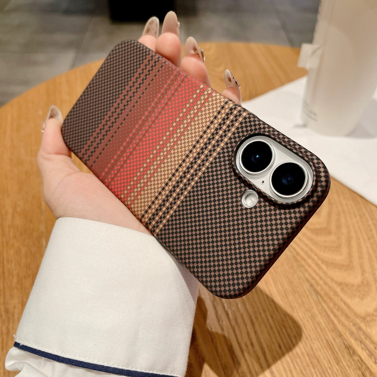 Carbon Fiber Texture Phone Case for iPhone, MagSafe Hard PC Case Ultra-thin Anti