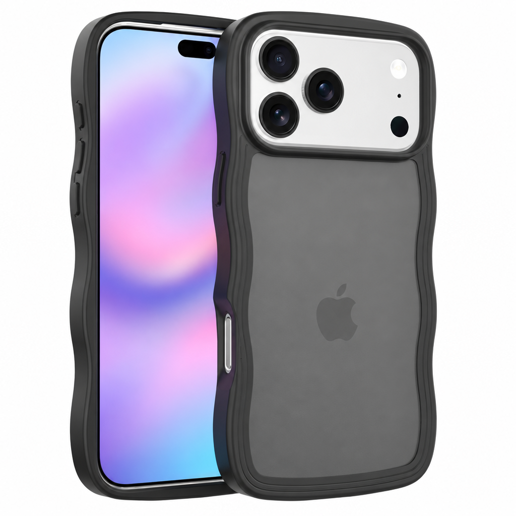 Skin-Feel Frosted Magnetic Phone Case with Wavy Edge for iPhone 16 15 14 13 Pro Max Plus, Matte TPU Protective Cover