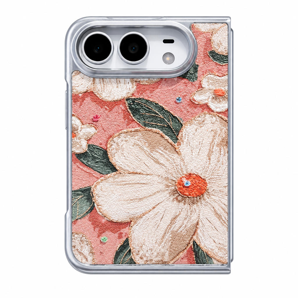 Ins-Style Floral Phone Case Compatible with iPhone, Oil Painting Moon Flowers Matte PC Protective Cover