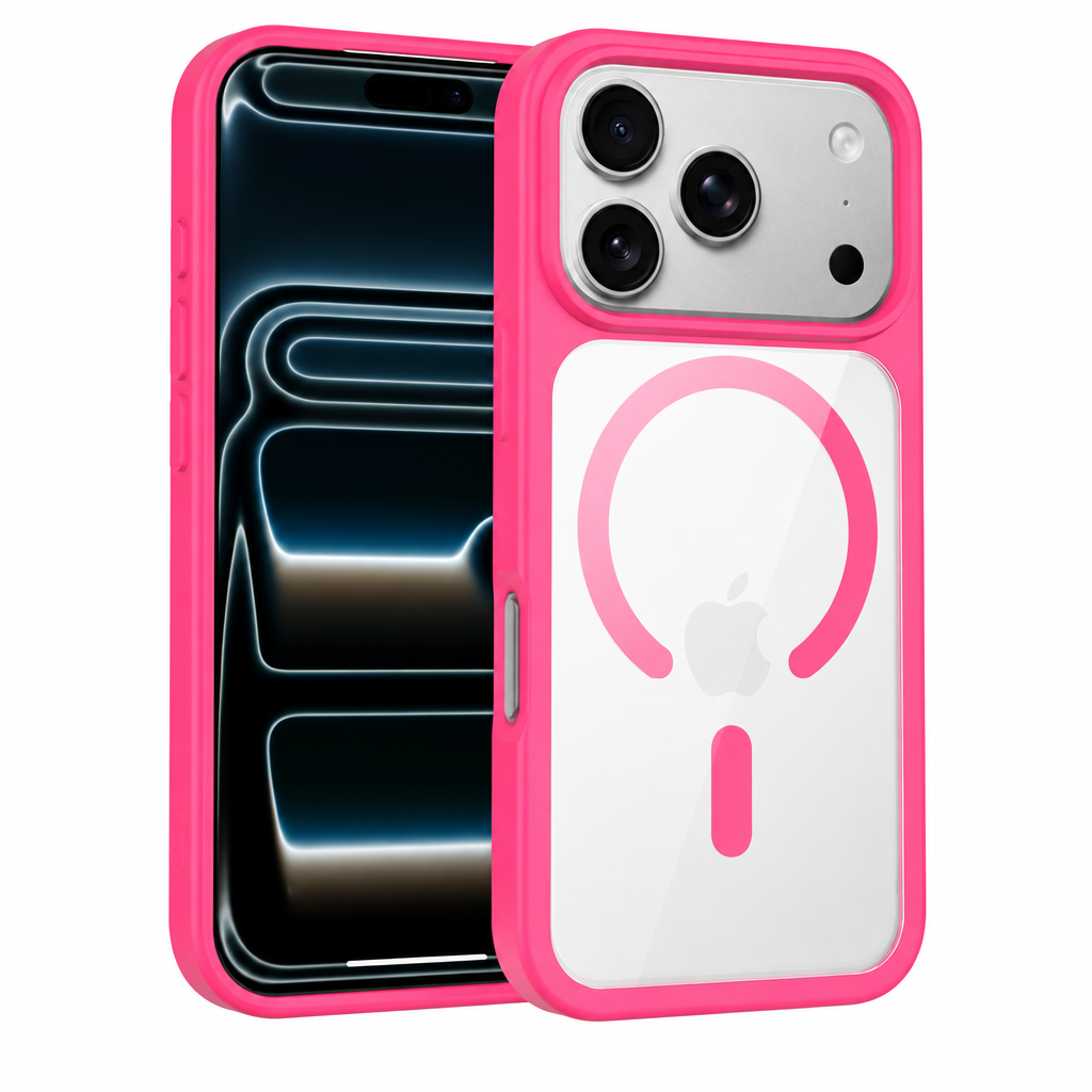 Magnetic Frosted Translucent Phone Case Compatible with iPhone, Shockproof TPU Anti-Fingerprint Protective Cover (Black + Transparent)