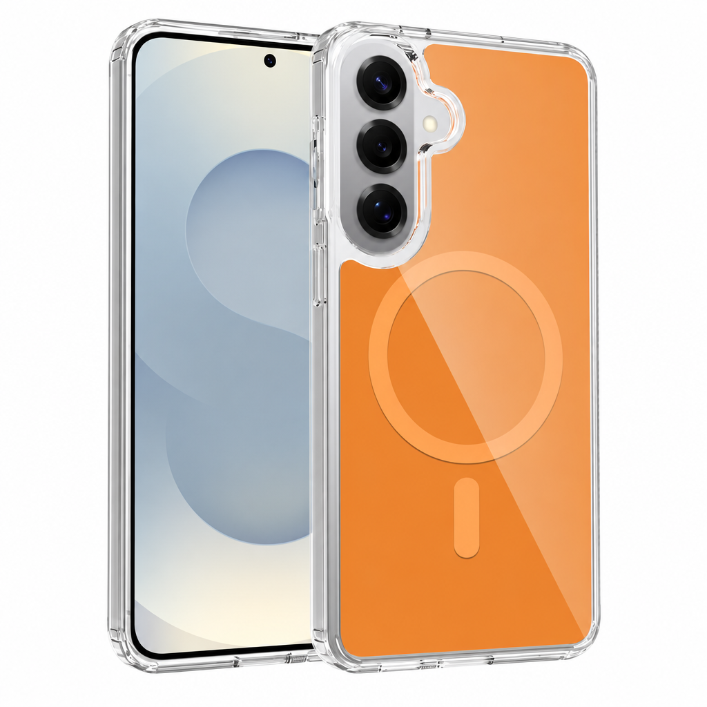 Sanfeng Clear Magnetic Phone Case for Samsung Galaxy, Anti-Fall TPU Acrylic Dual-Color Protective Cover