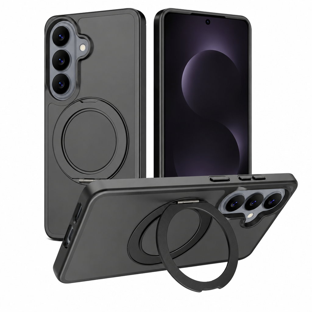 Magnetic Rotating Stand Case for Samsung Galaxy S25 S24 S23 Series, Frosted PC + TPU Anti-Drop Protective Cover