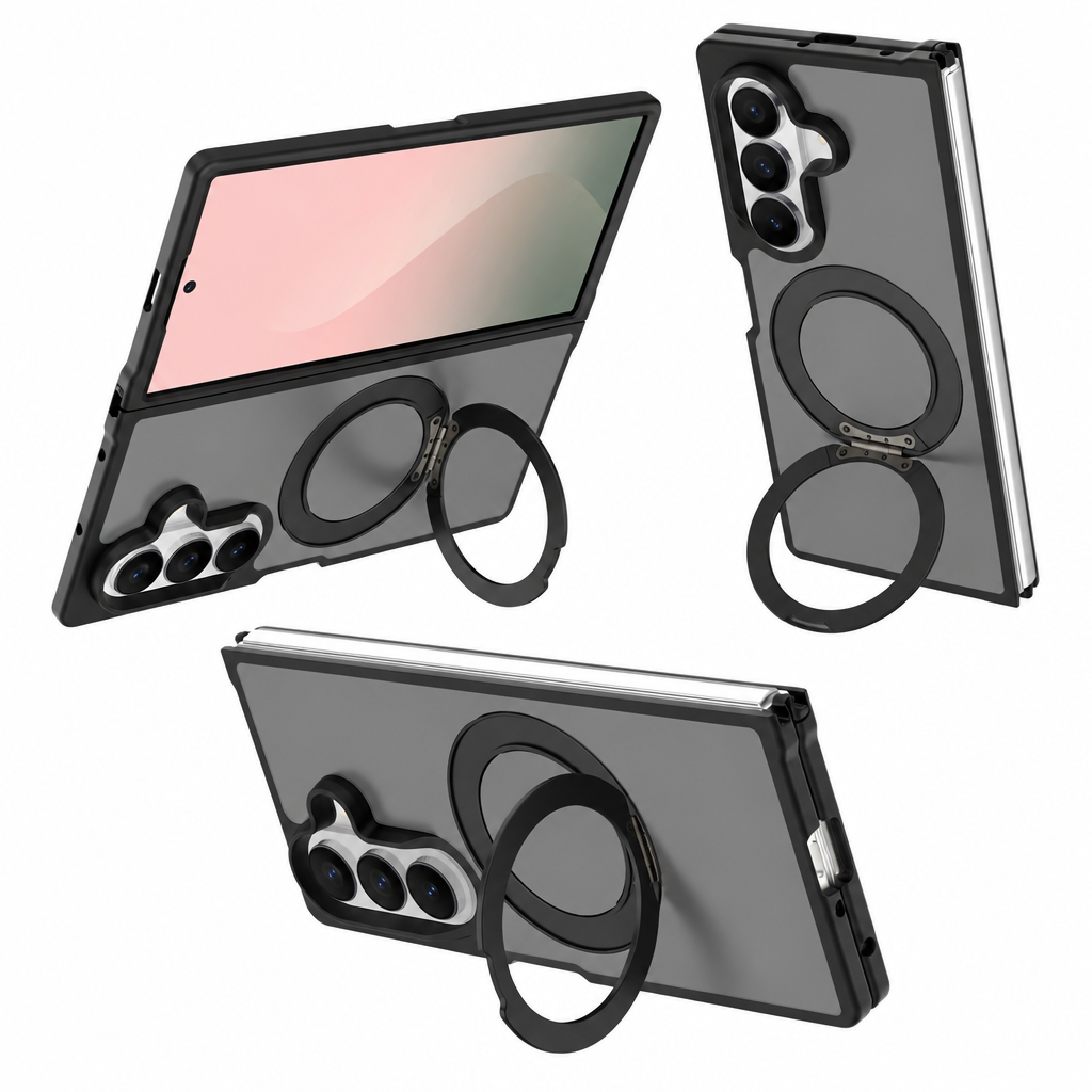 Magnetic Stand Phone Case for Samsung Galaxy Z Fold 7 / Z Fold 6, 360-Degree Rotating Foldable Protective Cover, Anti-Fall Silicone Matte Finish