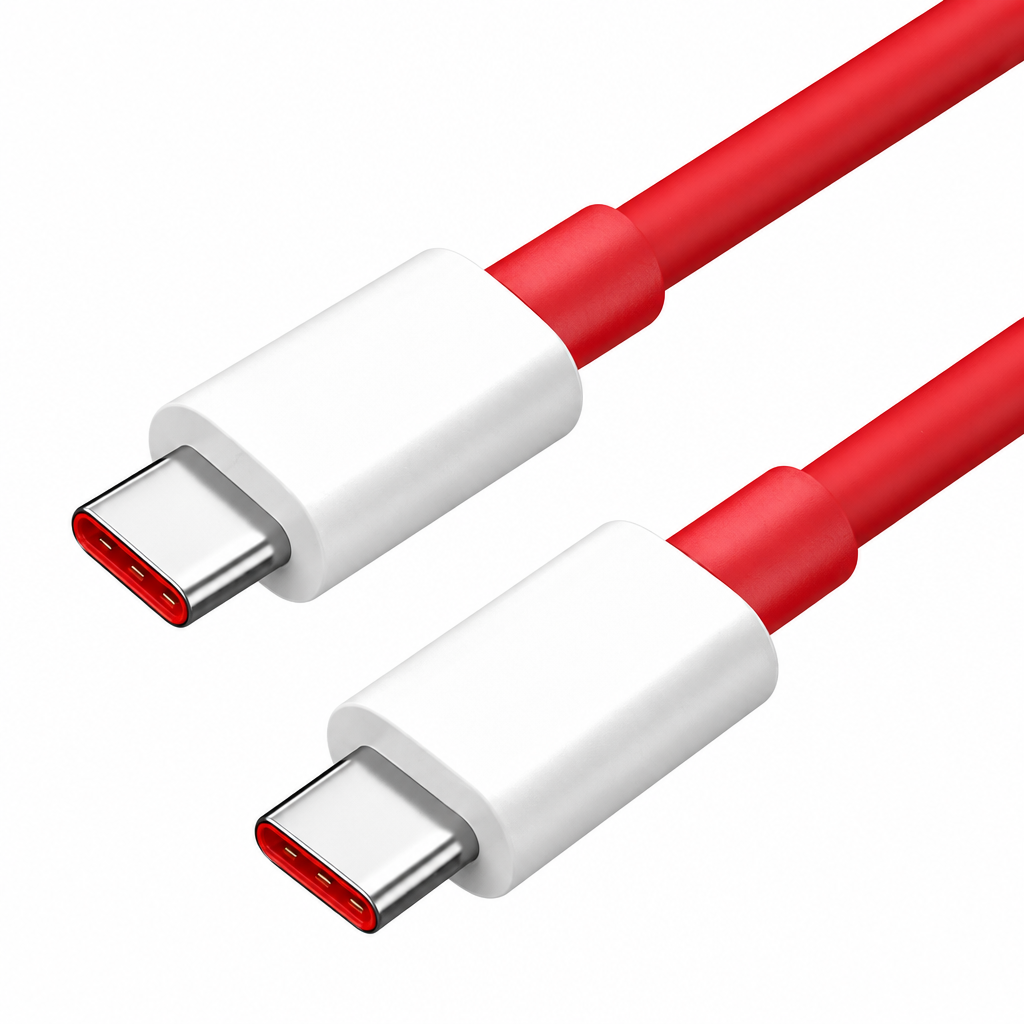 65W Dual Type-C PD Fast Charging Silicone Cable Compatible with OnePlus 10 9T 9 8T 8 Pro, Red