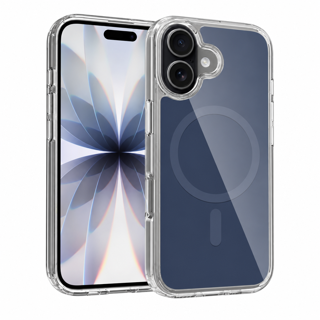 Magnetic Clear Protective Phone Case Compatible with iPhone 17 Air, Transparent TPU Silicone Cover (Transparent + Orange)